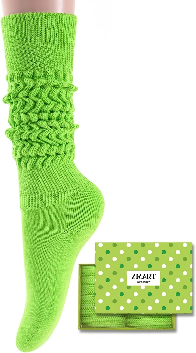 Zmart Women Slouch Socks - Cozy Scrunch Socks, 80s Style in White, Black, Orange & Cream - Image 1